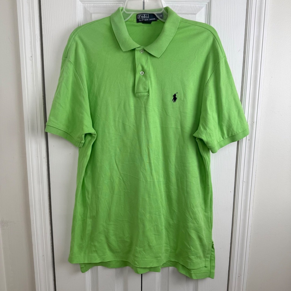 Polo Ralph Lauren Polo Shirt Mens M Bright Green Classic Fit Preppy Cotton Vtg